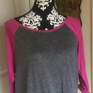 PINK/GRAY BASEBALL TEE